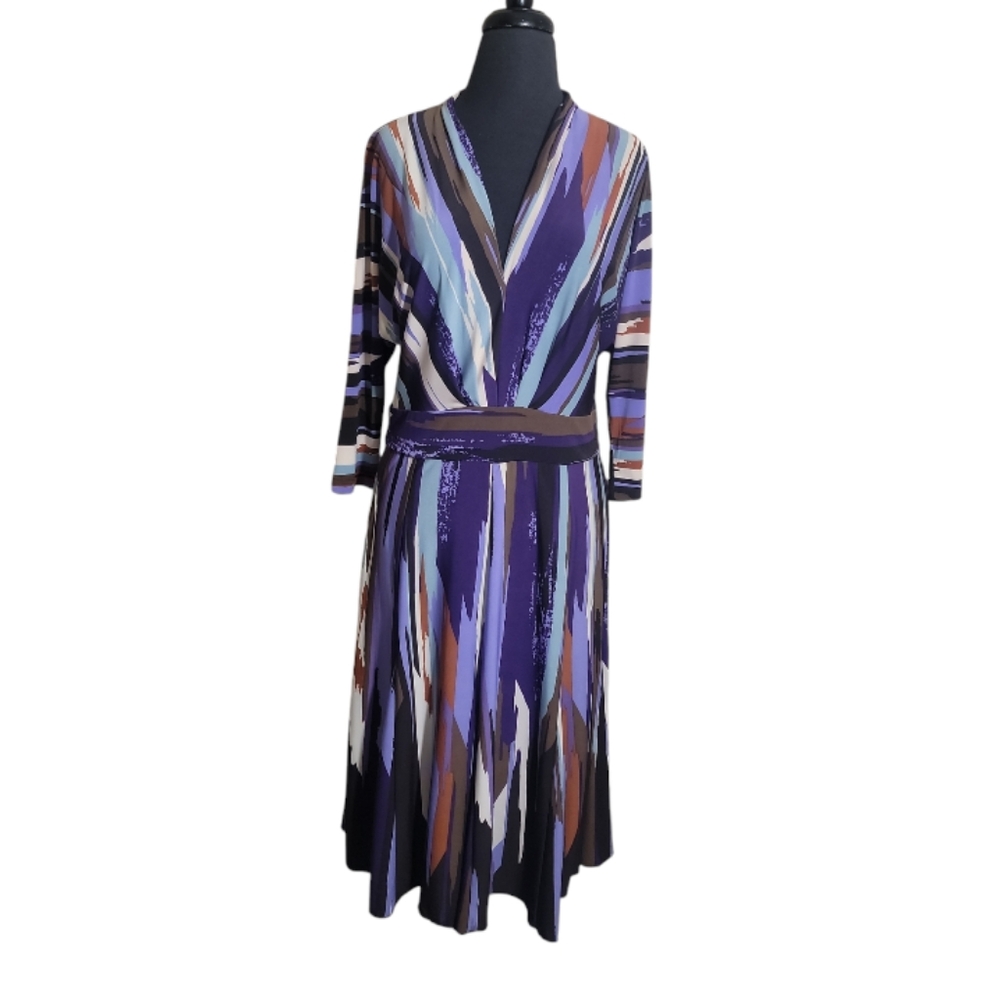 Rabbit Rabbit Rabbit women's midi dress v neck 3/4 sleeve fit flare size 12